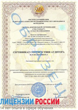 Образец сертификата соответствия аудитора №ST.RU.EXP.00006191-3 Грозный Сертификат ISO 50001